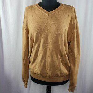 Alex Stevens Sweater V Neck Cotton Diamond Weave Size L